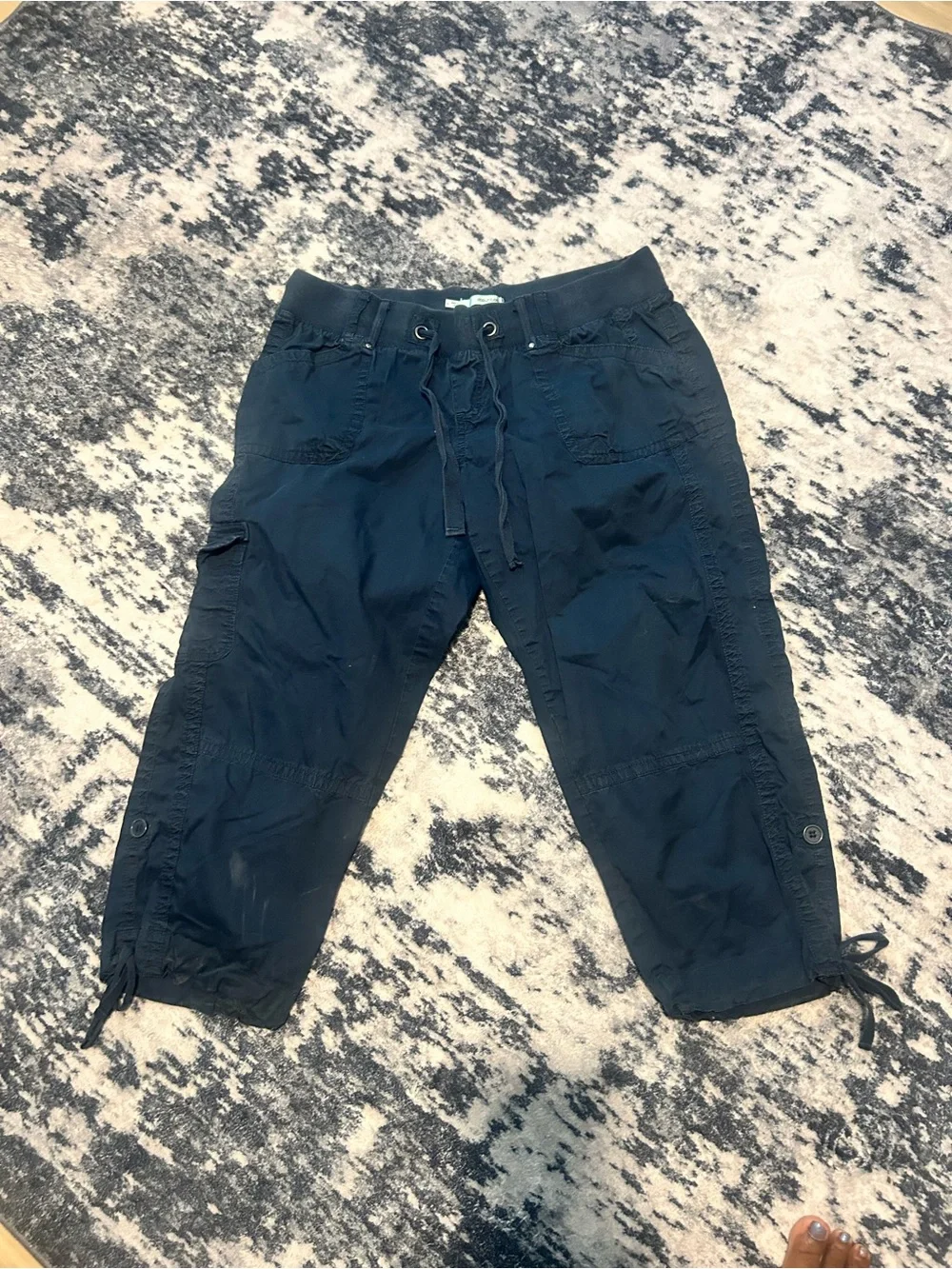 Maurice’s Women’s Navy Cargo Capri Shorts with Drawstring Waist Size L